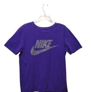 Nike The Nike Tee Camo Swoosh Purple SS Athletic Cut Cotton T-shirt